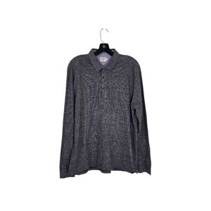 Faherty Luxe Heather Long Sleeve Polo Black‎ Stripe Men's Large